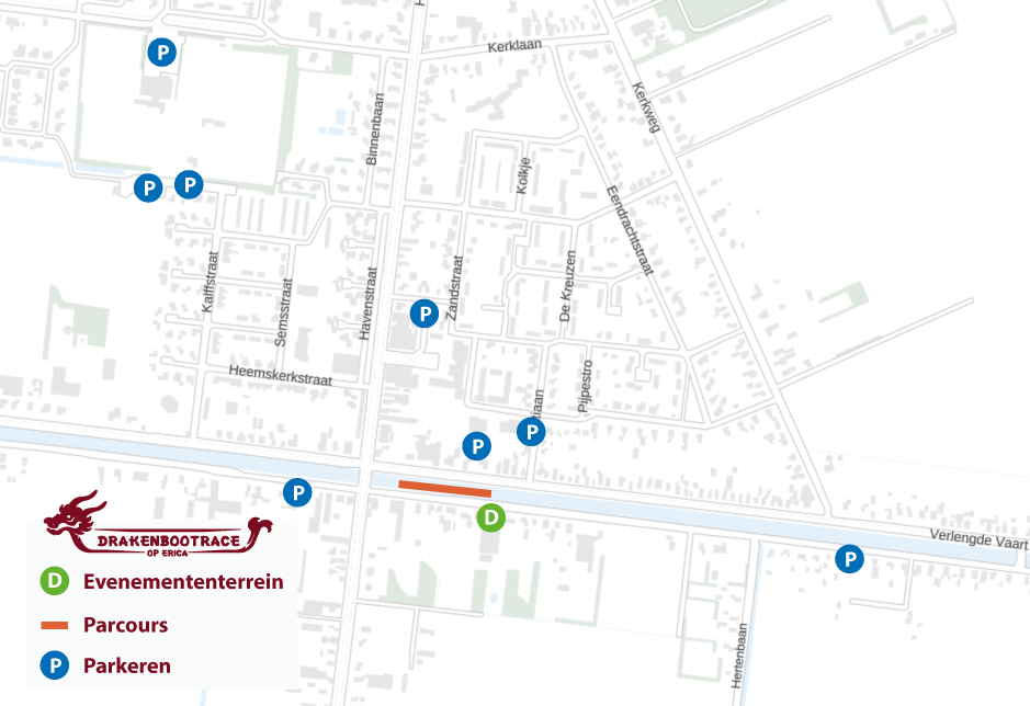 Plattegrond Drakenbootrace op Erica 2026